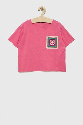 Otroška kratka majica United Colors of Benetton roza barva - roza. Otroške lahkotna majica iz kolekcije United Colors of Benetton. Model izdelan iz tanke