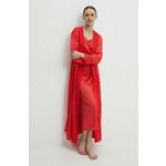 Komplet pižame Answear Lab rdeča barva - rdeča. Komplet pižame - spalna srajca in kopalni plašč iz kolekcije Answear Lab. Model izdelan iz enobarvne tkanine. Kolekcija je na voljo izključno na Answear.Si.