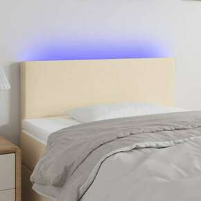 Shumee LED posteljno vzglavje krem 100x5x78/88 cm blago