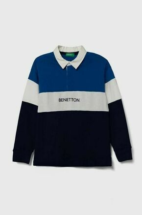 Otroška bombažna majica z dolgimi rokavi United Colors of Benetton - modra. Otroške Majica z dolgimi rokavi iz kolekcije United Colors of Benetton