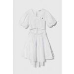 Otroška obleka Pinko Up bela barva - bela. Otroški Lahkotna obleka iz kolekcije Pinko Up. Model izdelan iz enobarvne tkanine. Model iz izjemno udobne tkanine z visoko vsebnostjo bombaža.