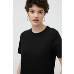 Bombažna kratka majica Superdry ženski, črna barva - črna. Kratka majica iz kolekcije Superdry, izdelana iz enobarvne pletenine. Model iz izjemno udobne bombažne tkanine.