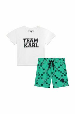 Otroški kopalni komplet - kratke hlače in majica Karl Lagerfeld bela barva - bela. Kratka majica in kratke hlače za otroke iz kolekcije Karl Lagerfeld. Model izdelan iz kombinacije različnih materialov.