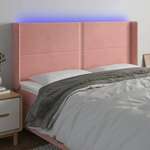 shumee LED posteljno vzglavje roza 163x16x118/128 cm žamet