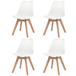 VidaXL Jedilni stoli 4 kosi umetno usnje in masiven les bele barve