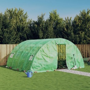 VidaXL Rastlinjak z jeklenim ogrodjem zelen 20 m² 5x4x2