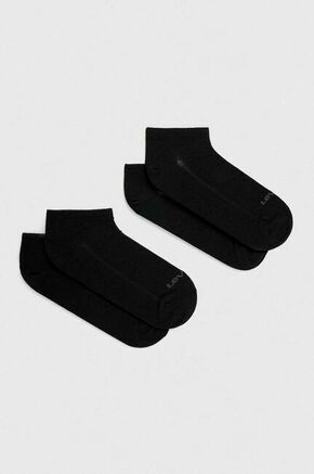 Nogavice Levi's 2-pack črna barva - črna. Nogavice iz kolekcije Levi's. Model izdelan iz elastičnega materiala. V kompletu sta dva para.