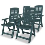 vidaXL Prilagodljivi vrtni stoli 4 kosi 60x61x108cm plastika zeleni