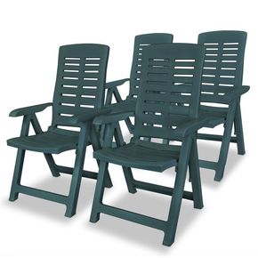 VidaXL Prilagodljivi vrtni stoli 4 kosi 60x61x108cm plastika zeleni