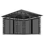vidaXL Paviljon s komarnikom in lučkami 3x3x2,73 m antraciten 180 g/m²