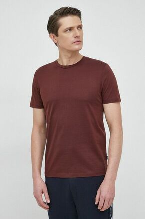 Bombažna kratka majica BOSS bordo barva - bordo. Kratka majica iz kolekcije BOSS. Model izdelan iz enobarvne pletenine. Izdelek je izdelan iz visokokakovostnega merceriziranega bombaža - materiala
