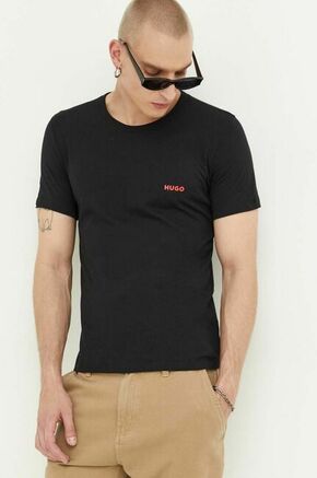 Bombažna kratka majica HUGO 3-pack črna barva - črna. Lahkotna kratka majica iz kolekcije HUGO. Model izdelan iz tanke