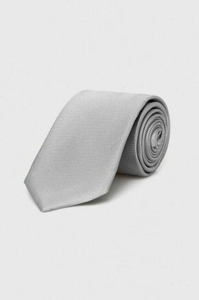 Svilena kravata Moschino črna barva - siva. Kravata iz kolekcije Moschino. Model izdelan iz enobarvne tkanine.