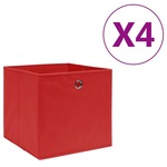 vidaXL Škatle 4 kosi netkano blago 28x28x28 cm rdeče