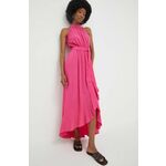 Obleka Answear Lab roza barva - roza. Obleka iz kolekcije Answear Lab. Model izdelan iz enobarvne tkanine. Model iz izjemno udobne tkanine z visoko vsebnostjo viskoze.