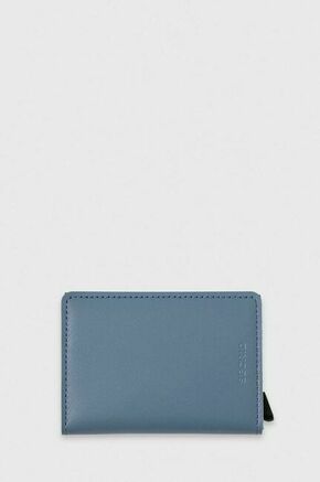 Denarnica Secrid - modra. Mala denarnica iz kolekcije Secrid. Model izdelan iz kombinacije naravnega usnja in kovine.