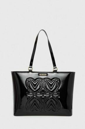 Torbica Love Moschino črna barva - črna. Velika torbica iz kolekcije Love Moschino. Model na zapenjanje