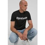Bombažna kratka majica Reebok črna barva - črna. Kratka majica iz kolekcije Reebok. Model izdelan iz pletenine s potiskom.