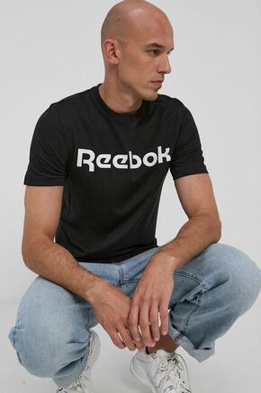 Bombažna kratka majica Reebok črna barva - črna. Kratka majica iz kolekcije Reebok. Model izdelan iz pletenine s potiskom.