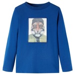 vidaXL Otroška majica z dolgimi rokavi potisk tigra temno modra 92