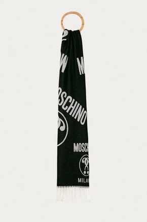 Moschino šal - črna. Šal iz kolekcije Moschino. Model izdelan iz vzorčaste pletenine.