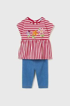Otroški komplet Mayoral roza barva - roza. Komplet majice in hlač za otroke iz kolekcije Mayoral. Model izdelan iz kombinacije enobarvne in vzorčaste pletenine.
