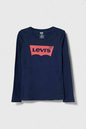 Otroška bombažna majica z dolgimi rokavi Levi's - modra. Otroške Majica z dolgimi rokavi iz kolekcije Levi's. Model izdelan iz tanke