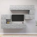 vidaXL Komplet TV omaric 8-delni betonsko siv inženirski les