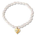 JwL Luxury Pearls Fina zapestnica iz pravih biserov z pozlačenim srcem JL0691