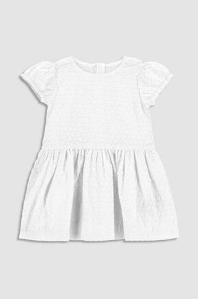 Otroška bombažna obleka Coccodrillo bela barva - bela. Obleka za dojenčke iz kolekcije Coccodrillo. Nabran model