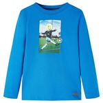 vidaXL Otroška majica z dolgimi rokavi potisk nogometaša kobaltno modra 92