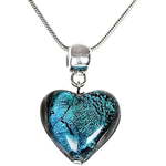 Lampglas Izjemna ogrlica Turquoise Heart z Lampglas s čistim srebrom NLH5