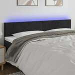 Greatstore LED posteljno vzglavje črno 160x5x78/88 cm žamet