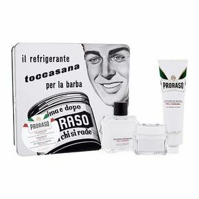 PRORASO White darilni set balzam po britju White 100 ml + krema pred britjem 100 ml + krema za britje White 150 ml + kovinska škatla