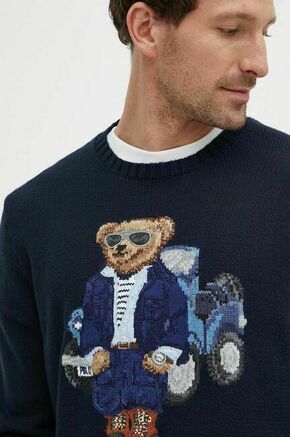 Bombažen pulover Polo Ralph Lauren mornarsko modra barva