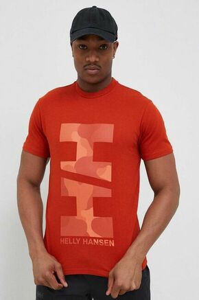 Bombažna kratka majica Helly Hansen oranžna barva - oranžna. Kratka majica iz kolekcije Helly Hansen. Model izdelan iz elastične pletenine. Visokokakovosten