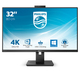 Philips 329P1H monitor, IPS, 31.5", 16:9, 3840x2160, 60Hz, pivot, USB-C, HDMI, Display port