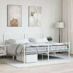 Greatstore Kovinski posteljni okvir z vzglavjem in vznožjem bel 183x213 cm
