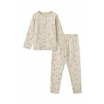 Otroška bombažna pižama Liewood bež barva - bež. Otroški pižama iz kolekcije Liewood. Model izdelan iz rebraste pletenine. Izjemno udoben material, izdelan iz naravnih vlaken.