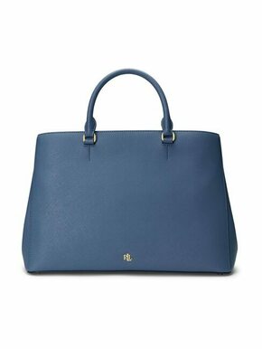 Usnjena torbica Lauren Ralph Lauren - modra. Velika torbica iz kolekcije Lauren Ralph Lauren. Model na zapenjanje