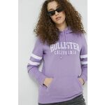Bluza Hollister Co. ženska, vijolična barva, s kapuco - vijolična. Mikica s kapuco iz kolekcije Hollister Co. Model izdelan iz elastične pletenine.