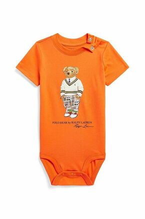 Bombažen body za dojenčka Polo Ralph Lauren - oranžna. Body za dojenčka iz kolekcije Polo Ralph Lauren. Model izdelan iz pletenine s potiskom.