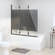 Greatstore Zložljiv kopalniški paravan, 3 plošče, 130x130 cm, ESG, črna