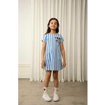 Otroška obleka Mini Rodini - modra. Otroški Obleka iz kolekcije Mini Rodini. Nabran model izdelan iz vzorčaste pletenine.