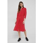 Obleka Tommy Hilfiger rdeča barva - rdeča. Lahkotna obleka iz kolekcije Tommy Hilfiger. Raven model, izdelan iz vzorčaste tkanine. Material, ki je izjemno prijeten na otip.