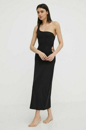 Obleka Karl Lagerfeld črna barva - črna. Obleka iz kolekcije Karl Lagerfeld. Model izdelan iz enobarvne pletenine. Model iz izjemno udobne tkanine z visoko vsebnostjo viskoze.