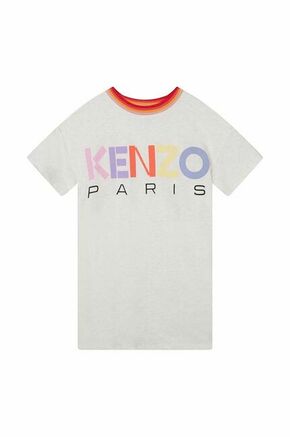 Otroška obleka Kenzo Kids bež barva - bež. Otroški Obleka iz kolekcije Kenzo Kids. Raven model izdelan iz pletenine s potiskom.