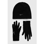 Kapa in rokavice Nike črna barva - črna. Kapa in rokavice iz kolekcije Nike. Set iz flis materiala.