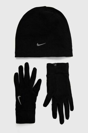 Kapa in rokavice Nike črna barva - črna. Kapa in rokavice iz kolekcije Nike. Set iz flis materiala.
