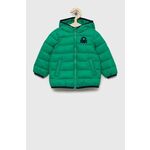 Otroška jakna United Colors of Benetton zelena barva - zelena. Otroški jakna iz kolekcije United Colors of Benetton. Podložen model, izdelan iz prešitega materiala.